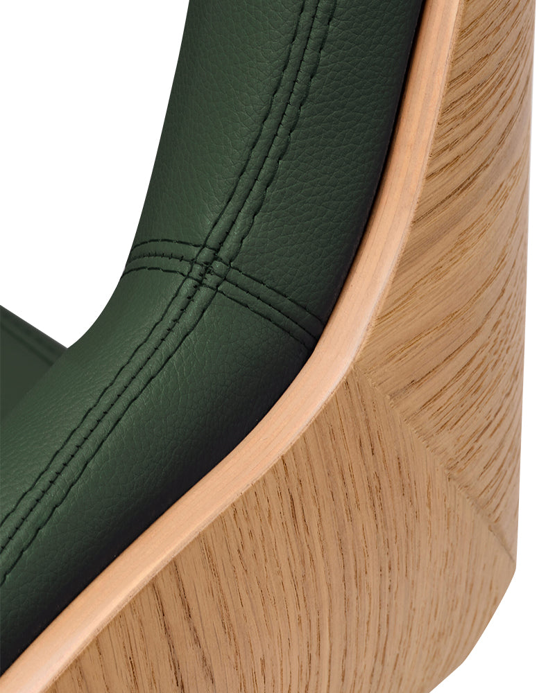 Thea Wood - Grøn frisørstol i træ - Krom krydsfod